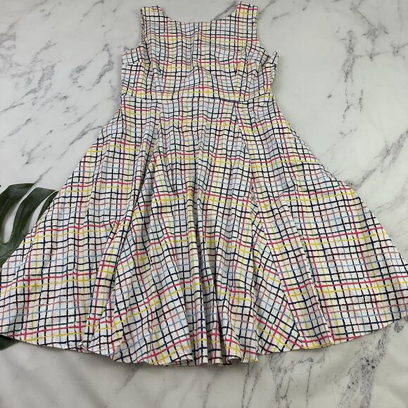 Modcloth Dresses & Skirts - Modcloth Collectif Womens Retro Midi Dress Size 16 US White Rainbow Plaid Pocket